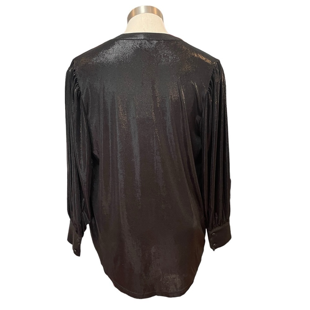 NWT Smash + Tess Shirt Superstar Button Down Metallic Black Sz. M - Picture 8 of 13